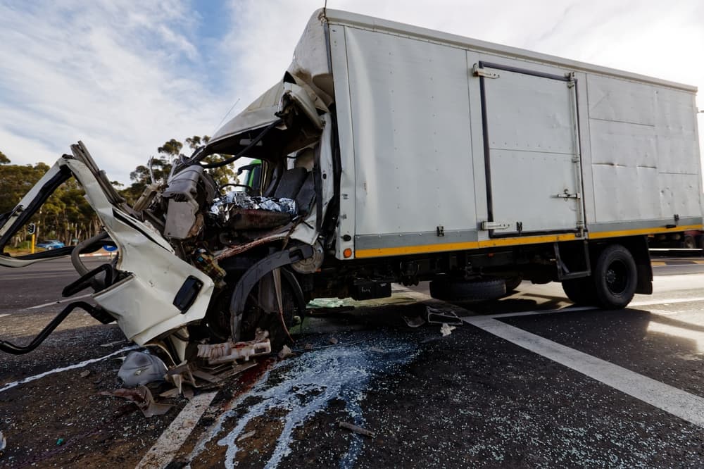 A serious accident between two lorries at the highway