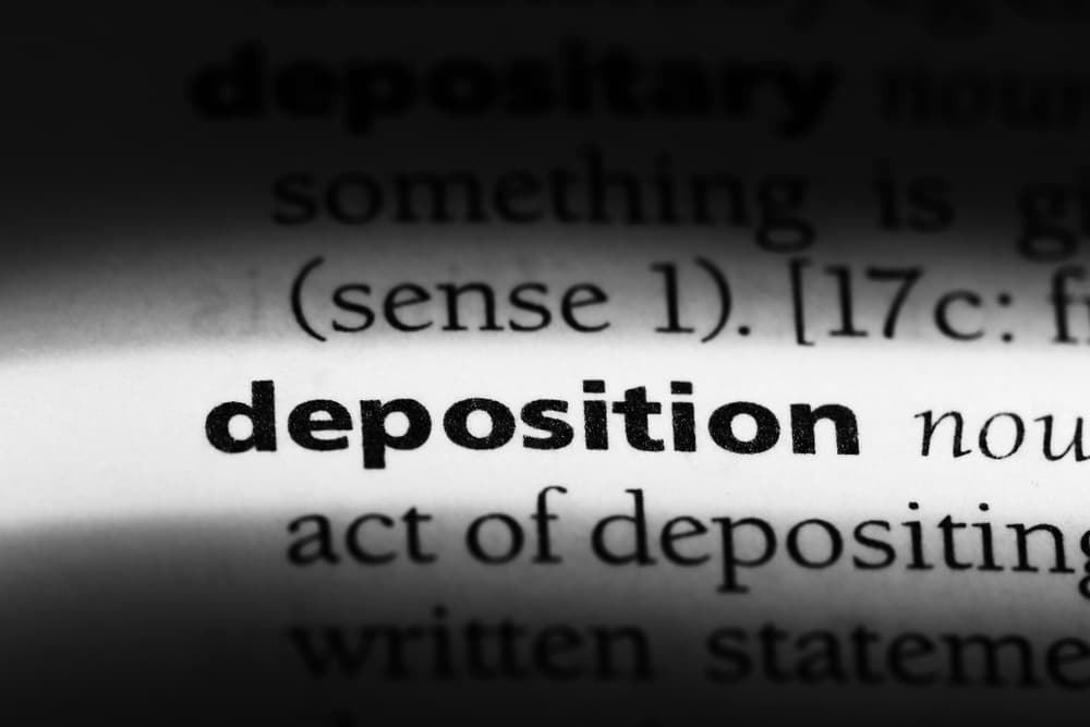 Deposition word in a dictionary.
