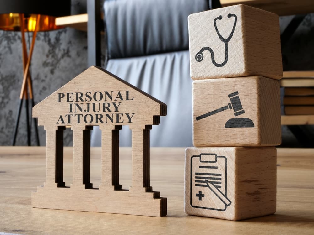 Personal injury attorney sign and cubes