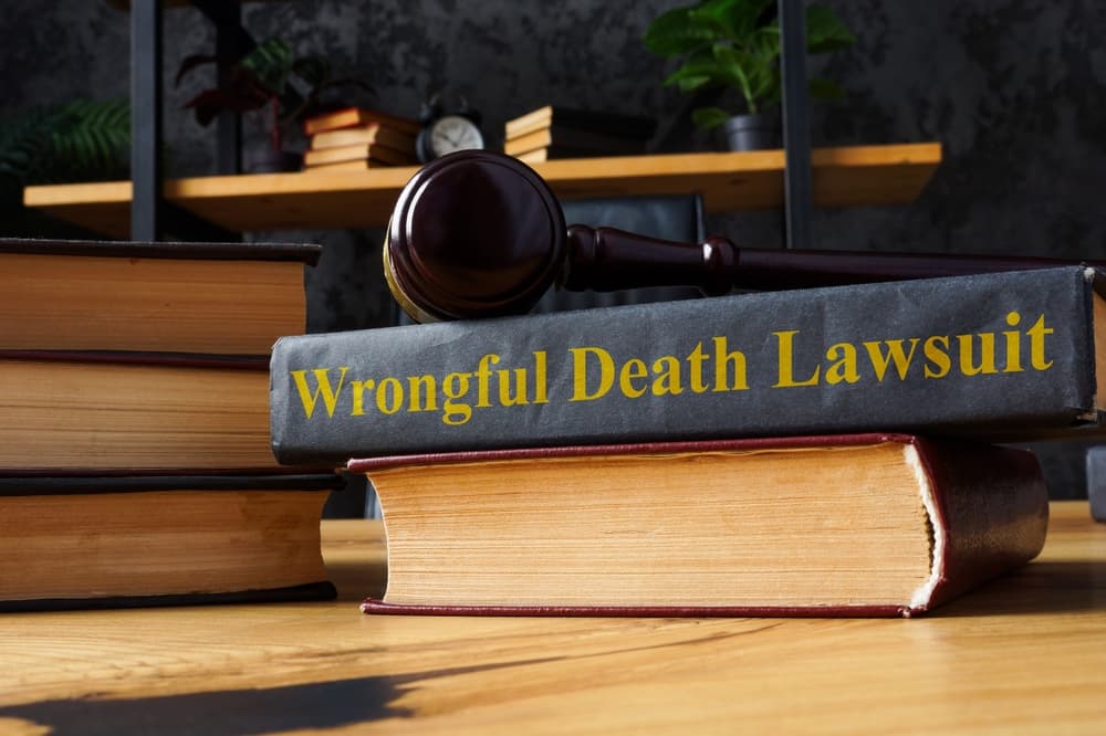 Wrongful Death Lawsuit book and judge's gavel